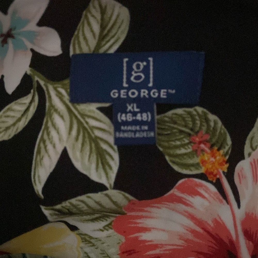 George Navy Blue Hawaiian Button Down Short Sleeve Casual Shirt Retro Size XL - Picture 6 of 7